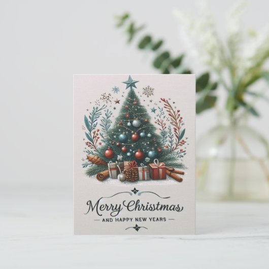 Sprankelende kerstwensen briefkaart (Staand voorkant)