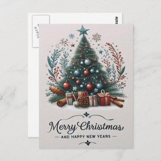 Sprankelende kerstwensen briefkaart (Voorkant / Achterkant)