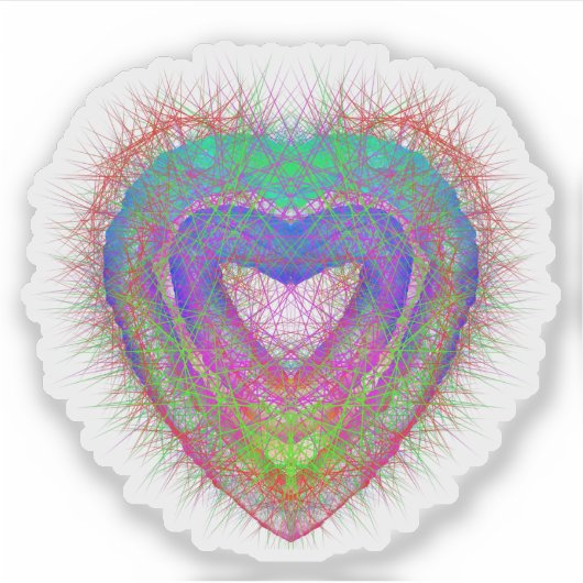 Sprankelende kleurrijke neon hart boho graphic sticker (Voorkant)