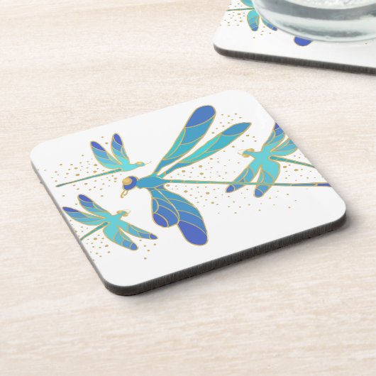 Sprankelende libellen bier onderzetter (Linkerzijde)