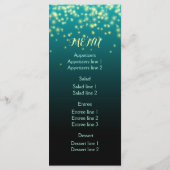 Sprankelende lichten in de lucht blauwgroen huweli menu (Achterkant)