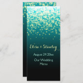 Sprankelende lichten in de lucht blauwgroen huweli menu (Voorkant / Achterkant)