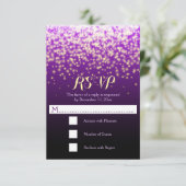 Sprankelende lichten paarse bruiloft RSVP (Staand voorkant)