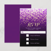 Sprankelende lichten paarse bruiloft RSVP (Voorkant / Achterkant)