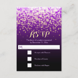 Sprankelende lichten paarse bruiloft RSVP Kaartje