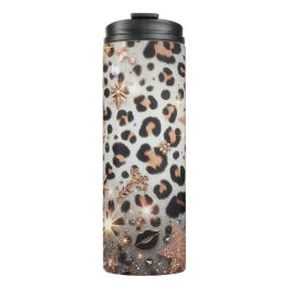 Sprankelende luipaardprint thermosbeker