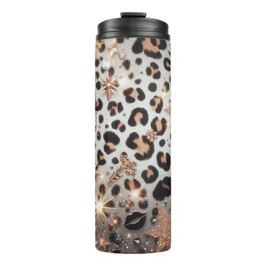 Sprankelende luipaardprint thermosbeker (Voorkant)