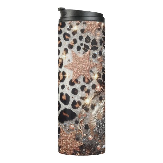 Sprankelende luipaardprint thermosbeker (Geroteerd rechts)