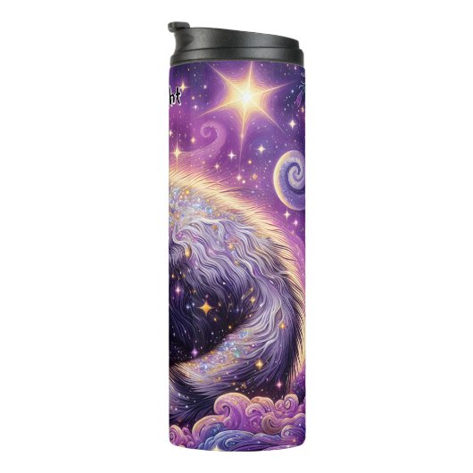 Sprankelende opossum in een Paarse droom Thermosbeker (Geroteerd rechts)
