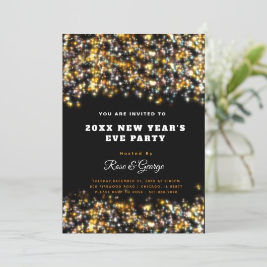 Sprankelende oudejaarsfeest 20XX Gold Glitter Kaart (Staand voorkant)