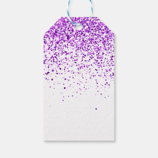 Sprankelende Paarse glitter wit elke leeftijd Verj Cadeaulabel (Achterkant)