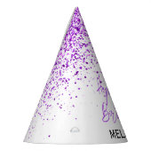 Sprankelende Paarse glitter wit elke leeftijd Verj Feesthoedjes (Links)