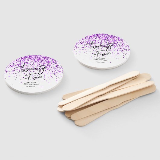 Sprankelende Paarse glitter wit elke leeftijd Verj Handwaaier (Niet-gemonteerd)