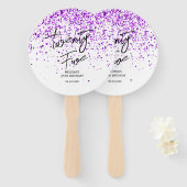 Sprankelende Paarse glitter wit elke leeftijd Verj Handwaaier (Voorkant en achterkant)