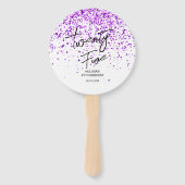 Sprankelende Paarse glitter wit elke leeftijd Verj Handwaaier (Voorkant)