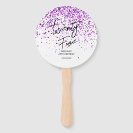 Sprankelende Paarse glitter wit elke leeftijd Verj Handwaaier