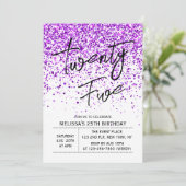 Sprankelende Paarse glitter wit elke leeftijd Verj Kaart (Staand voorkant)