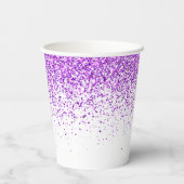 Sprankelende Paarse glitter wit elke leeftijd Verj Papieren Bekers (Achterkant)