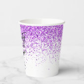 Sprankelende Paarse glitter wit elke leeftijd Verj Papieren Bekers (Links)