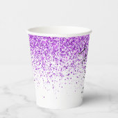 Sprankelende Paarse glitter wit elke leeftijd Verj Papieren Bekers (Rechts)