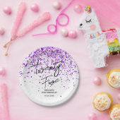 Sprankelende Paarse glitter wit elke leeftijd Verj Papieren Bordje (Feest)