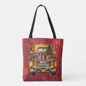 Sprankelende rode glitter met geel  truck tote bag (Achterkant)
