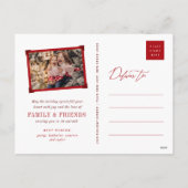 Sprankelende Rode Kerstboom Abstracte Swirls Chic Feestdagenkaart (Achterkant)