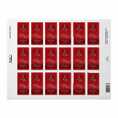 Sprankelende rode kerstboom wervelt vakantiegesche etiket (Full Sheet)