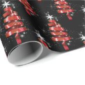 Sprankelende rode lint kerstboom cadeaupapier (Rol Hoek)