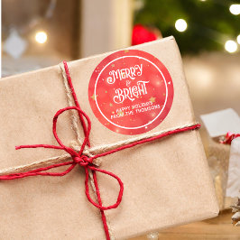 Sprankelende rode ster Merry & Bright Ronde Sticker