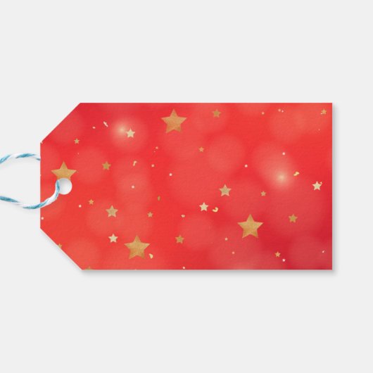 Sprankelende Rode Ster Vrolijk Helder Kerstmis Cadeaulabel (Achterkant Horizontaal)