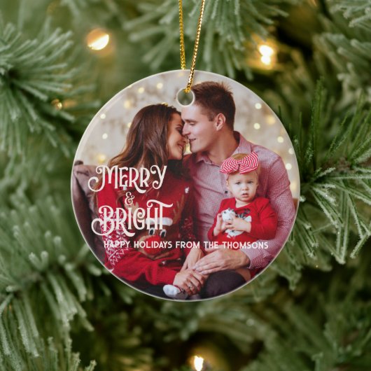 Sprankelende Rode Ster Vrolijk Helder Kerstmis Keramisch Ornament (Boom)