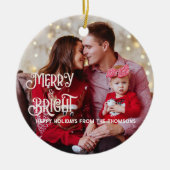 Sprankelende Rode Ster Vrolijk Helder Kerstmis Keramisch Ornament (Voorkant)