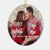 Sprankelende Rode Ster Vrolijk Helder Kerstmis Keramisch Ornament (Links)