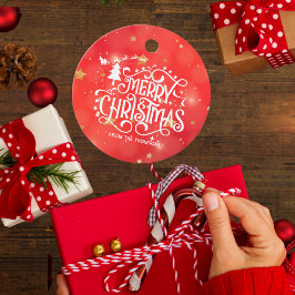 Sprankelende Rode Ster Vrolijk Kerstfeest Bedankjes Labels