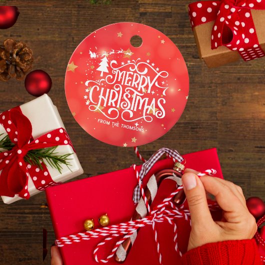 Sprankelende Rode Ster Vrolijk Kerstfeest Bedankjes Labels