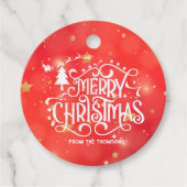 Sprankelende Rode Ster Vrolijk Kerstfeest Bedankjes Labels (Voorkant)