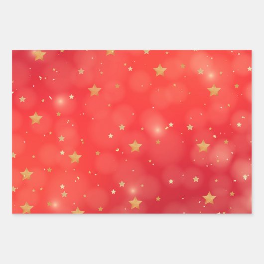 Sprankelende Rode Ster Vrolijk Kerstfeest Inpakpapier Vel (Voorkant 3)