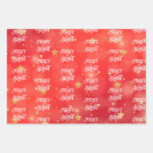 Sprankelende Rode Ster Vrolijk Kerstfeest Inpakpapier Vel (Voorkant 2)