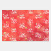 Sprankelende Rode Ster Vrolijk Kerstfeest Inpakpapier Vel (Voorkant)