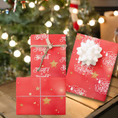 Sprankelende Rode Ster Vrolijk Kerstfeest Inpakpapier Vel
