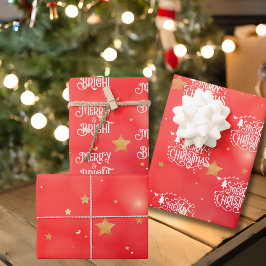 Sprankelende Rode Ster Vrolijk Kerstfeest Inpakpapier Vel