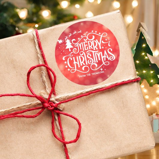 Sprankelende Rode Ster Vrolijk Kerstfeest Ronde Sticker