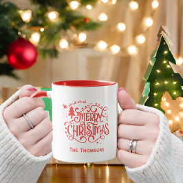 Sprankelende Rode Ster Vrolijke Kerstmis Mok