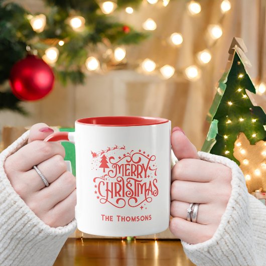 Sprankelende Rode Ster Vrolijke Kerstmis Mok