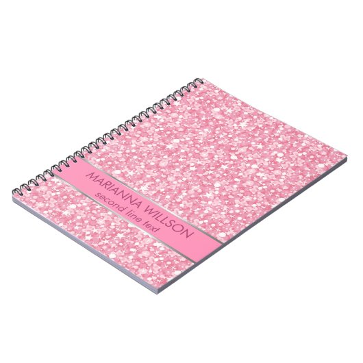 Sprankelende roze en witte glitter notitieboek (Linkerzijde)