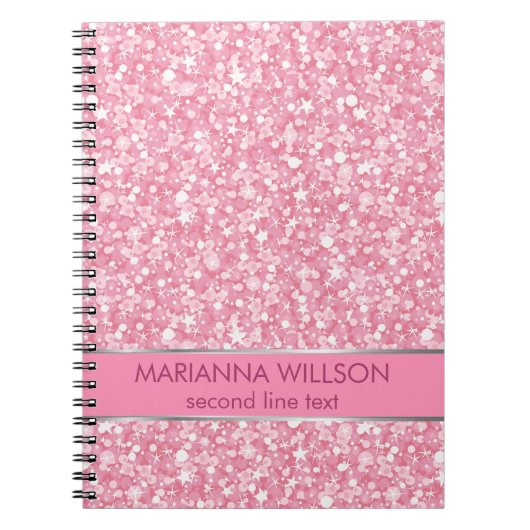 Sprankelende roze en witte glitter notitieboek (Voorkant)