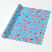 Sprankelende roze flamingo glitter hart cadeaupapier (Uitgerold)