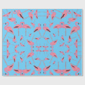 Sprankelende roze flamingo glitter hart cadeaupapier (Vlak)