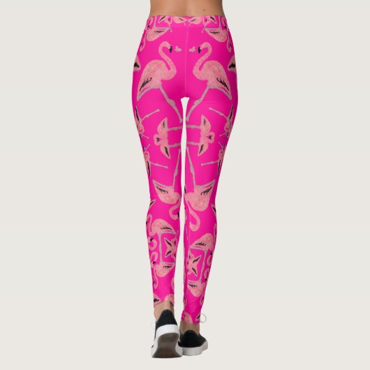 Sprankelende roze flamingo glitter hart leggings (Achterkant)